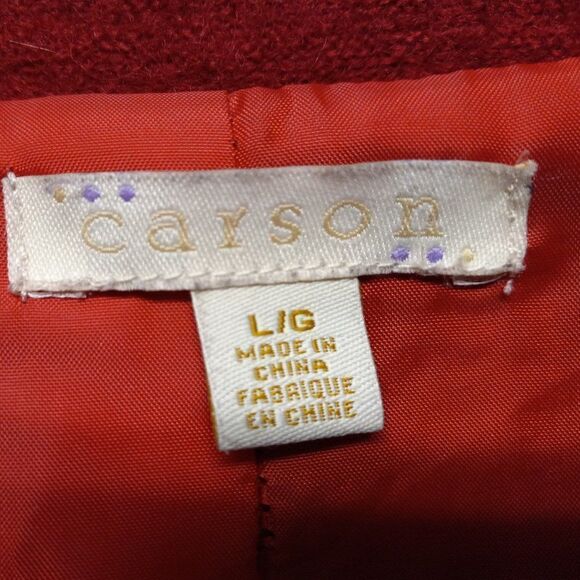 Carson Red Boiled Wool Artisan Multi-Size/Design Buttons Women's Large Jacket - Picture 6 of 14